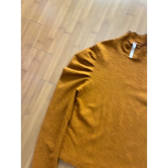 Women's Free People Burnt Orange Ela Long Puff Sleeve Turtleneck M Top Shirt - Picture 3 of 5